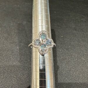 Blue Green Tourmaline Ring. Size 6.75